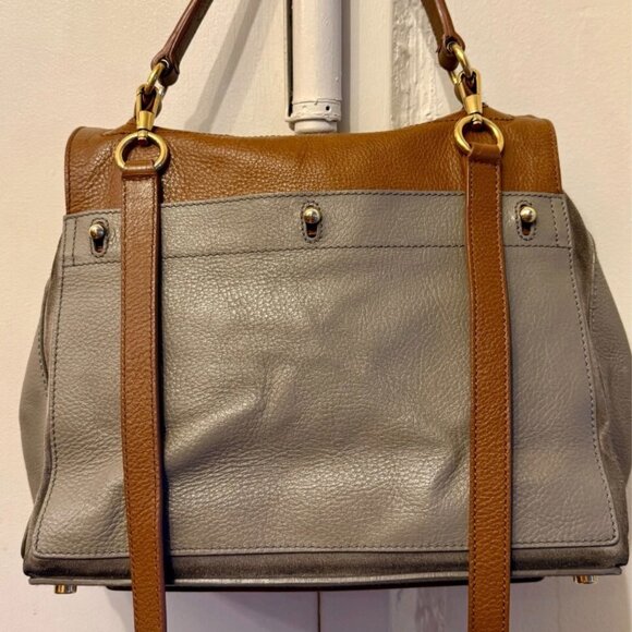 Yves Saint Laurent Muse Two Hand Bag Tote Bag Gray Beige - Picture 2 of 12